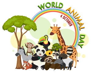 Obraz na płótnie Canvas World Animal Day banner with wild animals