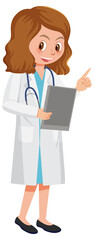 A female doctor cartoon character on white background