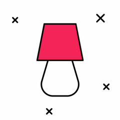 Filled outline Table lamp icon isolated on white background. Vector