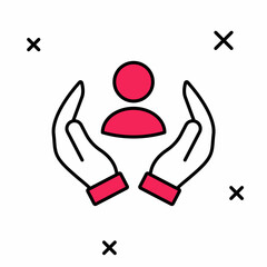 Filled outline Life insurance icon isolated on white background. Security, safety, protection, protect concept. Vector