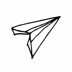 Fototapeta na wymiar Paper plane doodle icon. Hand drawn sketch in vector