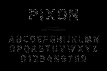 Original Pixel font in dark colour for creative design template. Flat illustration EPS10