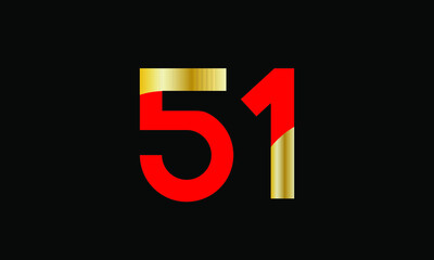 51 Number New Gold Red Elegant Logo