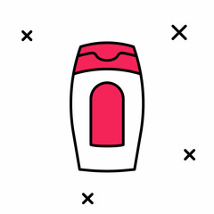 Filled outline Bottle of shampoo icon isolated on white background. Vector