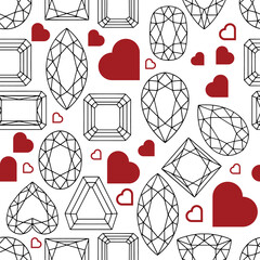 Vector seamless pattern gems lines art and herats background