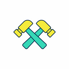 Filled outline Crossed hammer icon isolated on white background. Tool for repair. Vector