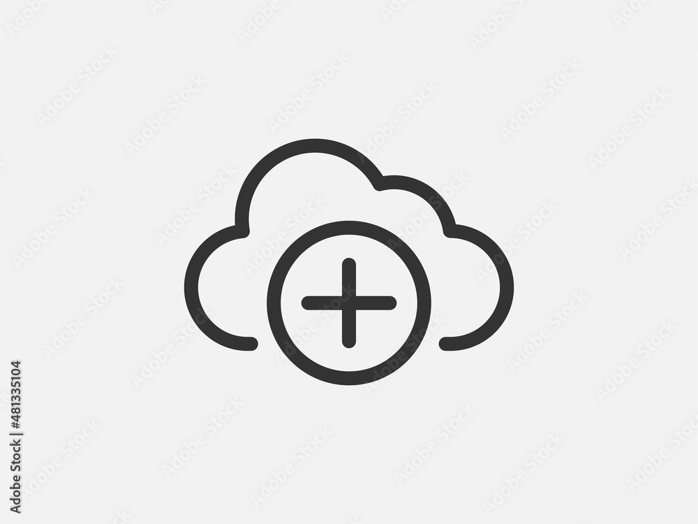 Poster technology icon vector cloud computing connection. big data global server. line design symbol.