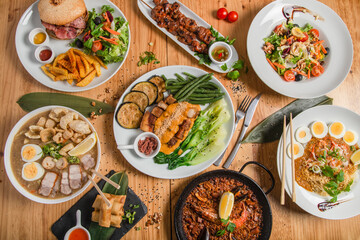 Fototapeta na wymiar Variety of Filipino food dishes