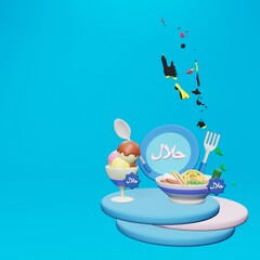 3d rendering of halal food tourism in Vanuatu for Ramadan and Eid