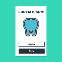 Filled outline Tooth icon isolated on turquoise background. Tooth symbol for dentistry clinic or dentist medical center and toothpaste package. Vector