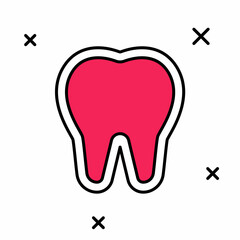 Filled outline Tooth icon isolated on white background. Tooth symbol for dentistry clinic or dentist medical center and toothpaste package. Vector