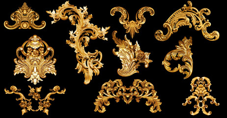 Golden baroque and  ornament elements
 - obrazy, fototapety, plakaty