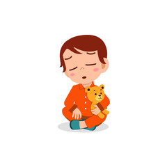 cute little boy feel sleepy and want to sleep