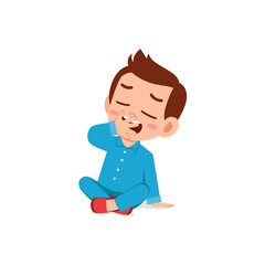 cute little boy feel sleepy and want to sleep