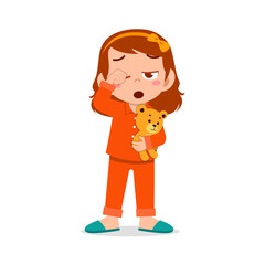 cute little girl feel sleepy and want to sleep