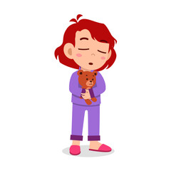 cute little girl feel sleepy and want to sleep