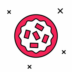 Filled outline Homemade pie icon isolated on white background. Vector