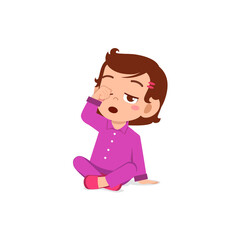 cute little girl feel sleepy and want to sleep