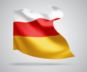 South Ossetia, vector 3d flag isolated on white background