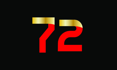 72 Number New Gold Red Elegant Logo