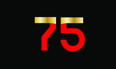75 Number New Gold Red Elegant Logo