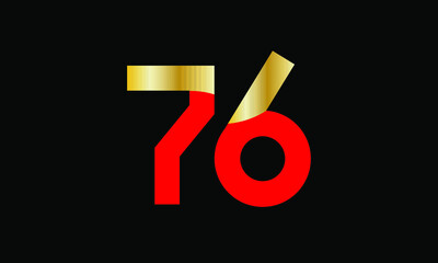 76 Number New Gold Red Elegant Logo
