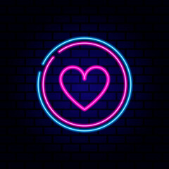 Neon signboard with heart. Vector illustration.