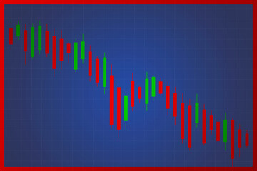 Stock market or forex trading candlestick chart exchange downtrend. Stock broker monitor economic graph with diagrams, business and financial concepts reports. Technology communication concept	