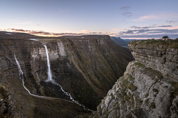 panoramic view of delika canyon and nervion waterfall - obrazy, fototapety, plakaty