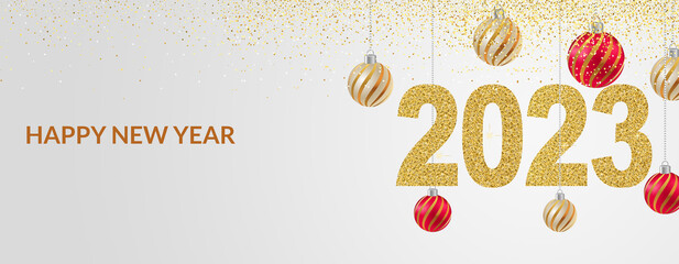 2023 Happy New  Year  in golden design, Holiday greeting card design