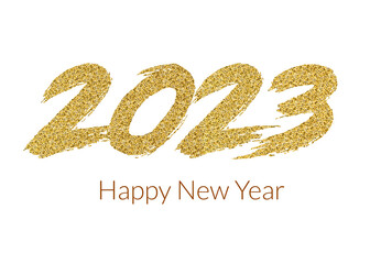 2023 Happy New  Year  in golden design, Holiday greeting card design