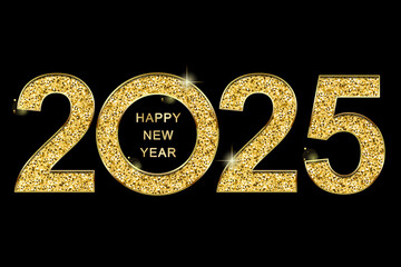 2025 Happy New Year in golden design, Holiday greeting card design