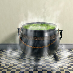 3D Illustration of a witch cauldron