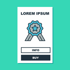 Filled outline Five stars customer product rating review icon isolated on turquoise background. Favorite, best rating, award symbol. Vector