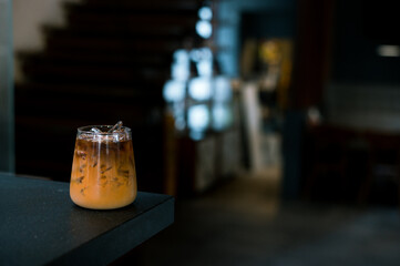 glass of coffee with milk on the table