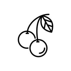 Cherry thin line icon. Berry, healthy organic food. Vector illustration.