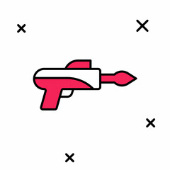 Filled outline Fishing harpoon icon isolated on white background. Fishery manufacturers for catching fish under water. Diving underwater equipment. Vector