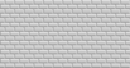 Subway tile background. Grey brick wall pattern for kitchen and bathroom. Vector illustration.