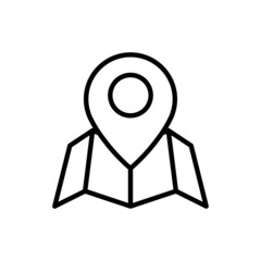 Pointer on map thin line icon. Modern vector illustration of location.