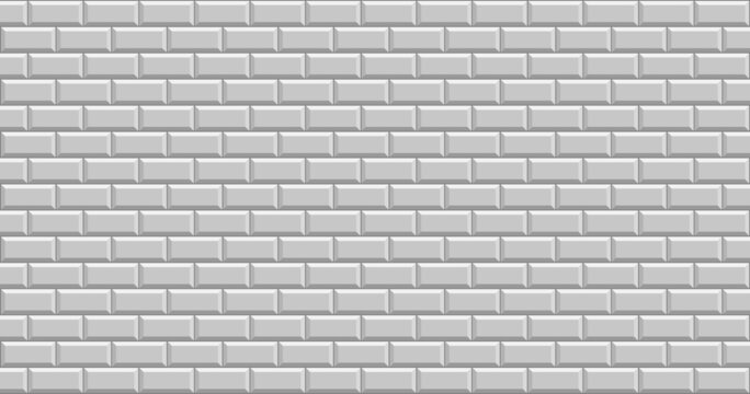 Subway tile background. Grey brick wall pattern for kitchen and bathroom. Vector illustration.