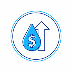 Filled outline Oil price increase icon isolated on white background. Oil industry crisis concept. Vector