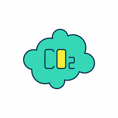 Filled outline CO2 emissions in cloud icon isolated on white background. Carbon dioxide formula, smog pollution concept, environment concept. Vector