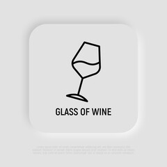 Inclined wineglass thin line icon. Modern vector illustration for bar logo.