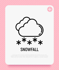 Snowfall thin line icon. Modern vector illustration of weather sign.