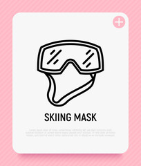 Skiing mask thin line icon. Modern vector illustration of winter sport equipment.