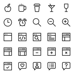 Outline icons for universal, web.