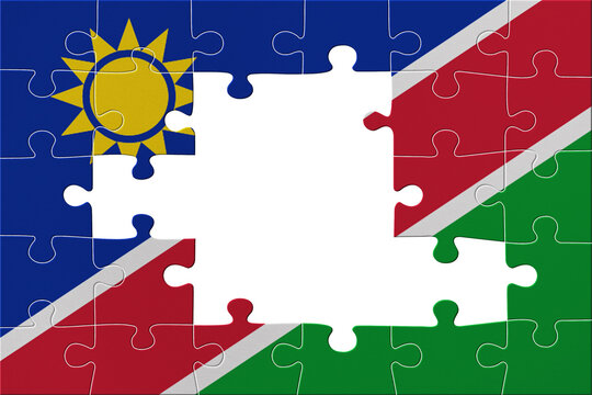World countries. Puzzle- frame background in colors of national flag. Namibia - Powered by Adobe