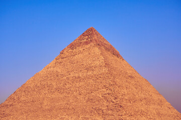 Fototapeta na wymiar The pyramid of Khafre with blue sky on the background.
