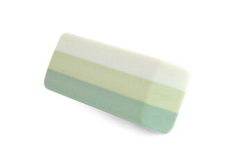 New bright eraser isolated on white. School stationery