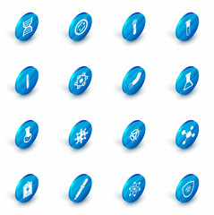 Set Bacteria, Test tube and flask chemical, Tweezers, Chemical formula, and icon. Vector